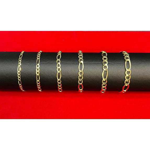 14K Gold Figaro Chain Bracelet,14k Real Gold Figaro Bracelet, 14k Real Gold Bracelet, Real 14k Gold Chain, Men and Women Bracelet (Bracelet width:7.2; Bracelet length:8.5;)