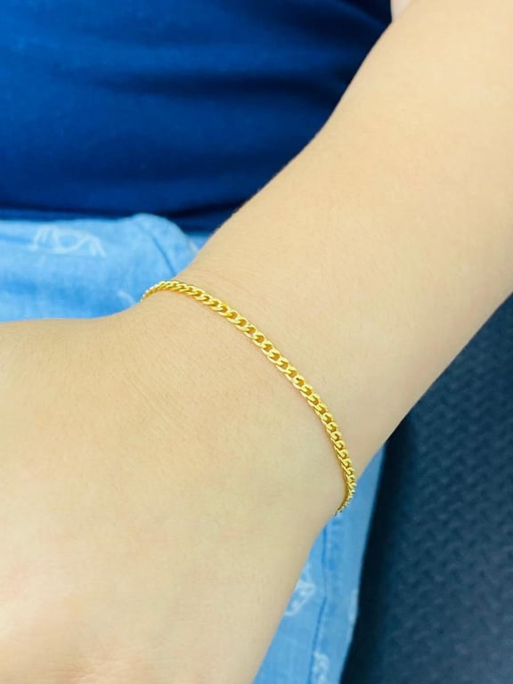 14K Gold Filled Baby Bracelet Kids Newborn Curb Link Chain Pulsera Bebe Guillo
