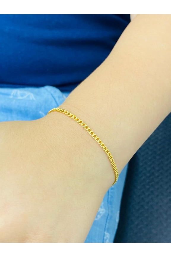 14K Gold Filled Baby Bracelet Kids Newborn Curb Link Chain Pulsera Bebe Guillo