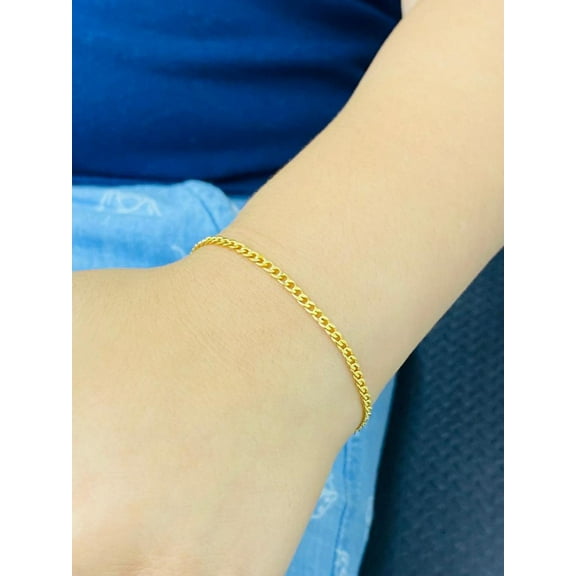 14K Gold Filled Baby Bracelet Kids Newborn Curb Link Chain Pulsera Bebe Guillo