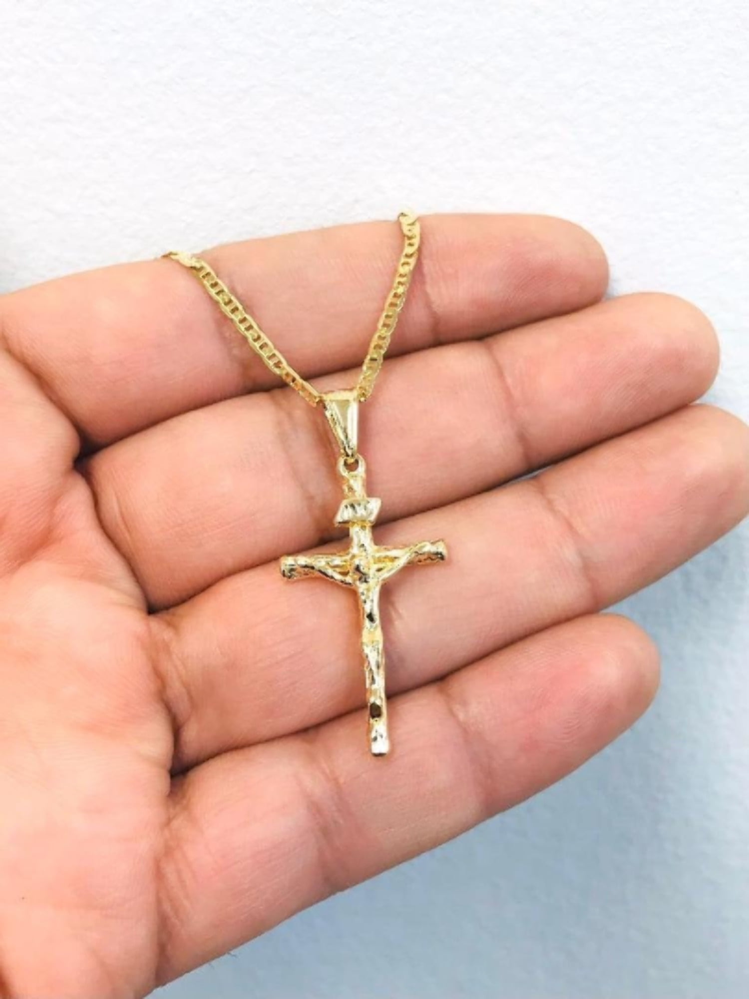 Mens gold cross necklace walmart sale