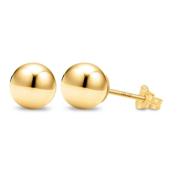 Kezef 14K Yellow Gold Filled Round Ball Stud Earrings for Women - 7mm