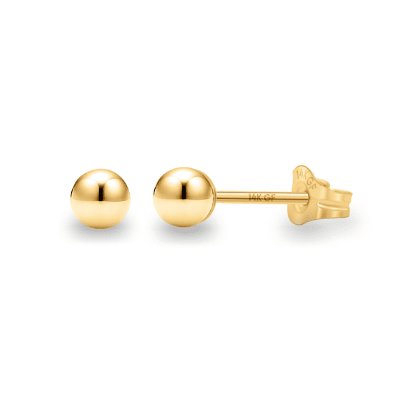 Kezef 14K Yellow Gold Filled Round Ball Stud Earrings for Women - 3mm