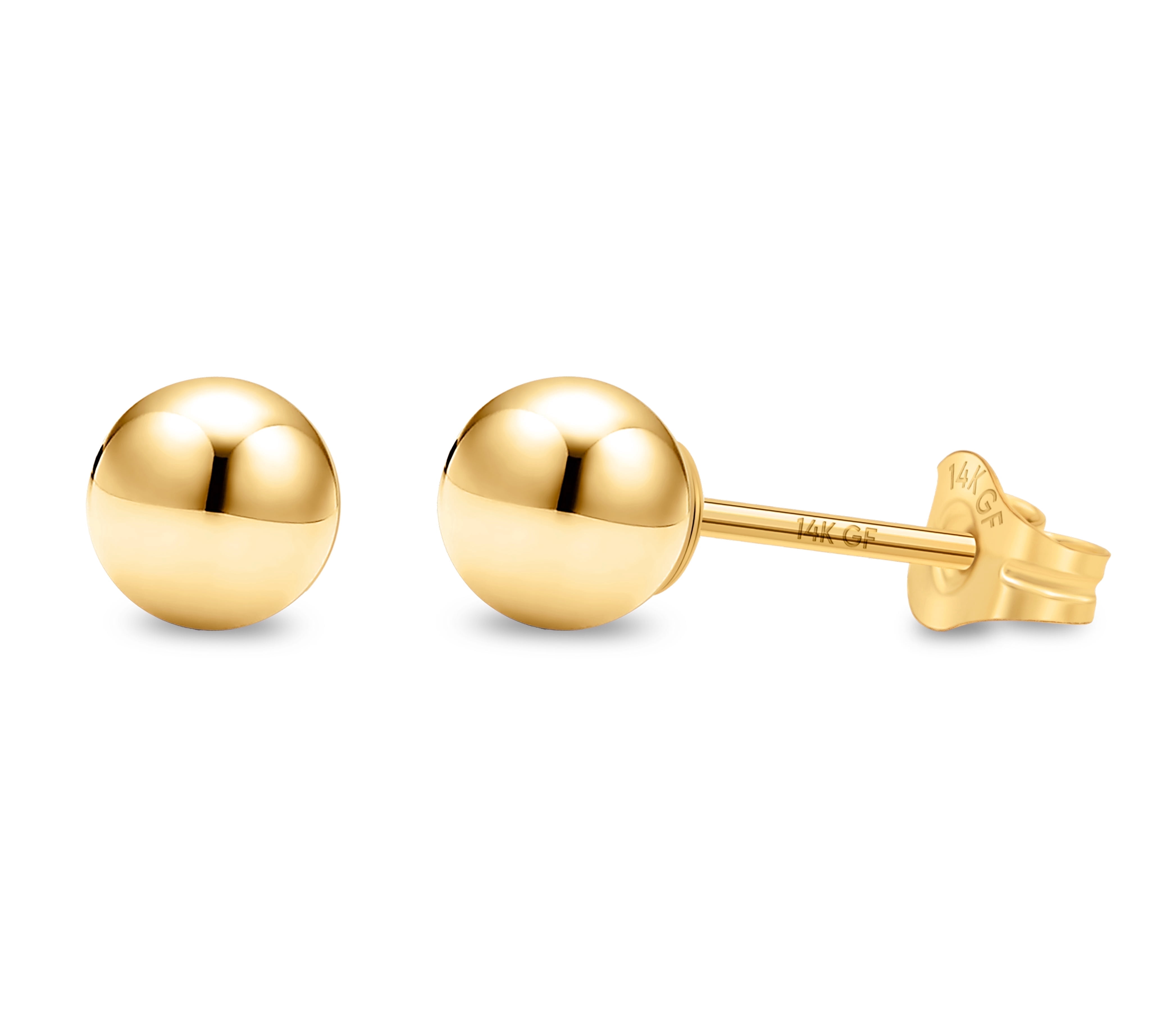 Kezef 14K Yellow Gold Filled Round Ball Stud Earrings for Women - 5mm