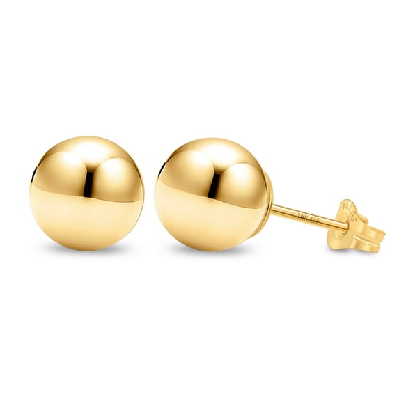 Kezef 14K Yellow Gold Filled Round Ball Stud Earrings for Women - 8mm