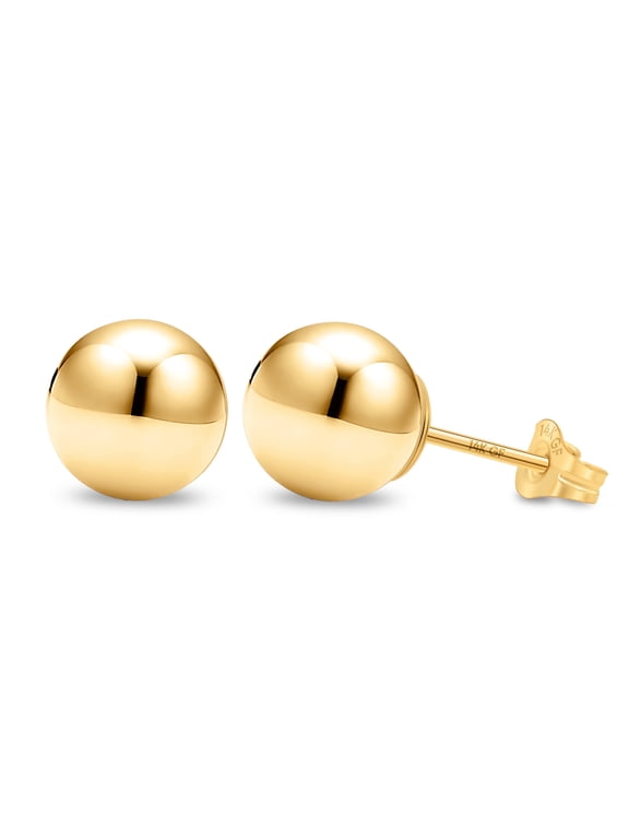 14K Yellow Gold Filled Round Ball Stud Earrings for Women - 8mm
