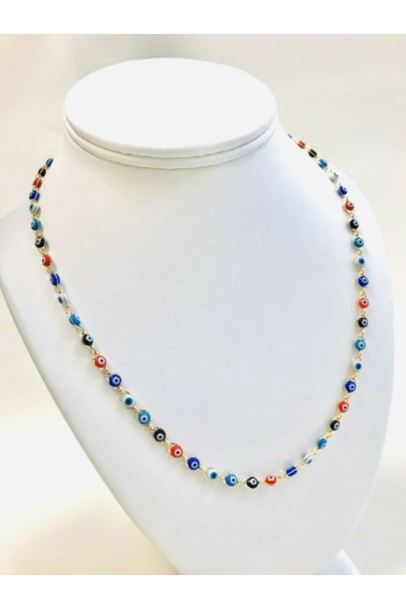 14K Gold Filled Evil Eye Necklace For Women 20" / Evil Eye Protection Jewelry / Good Luck & Protection Necklace / Cadena Mal de Ojo Para la Proteccion