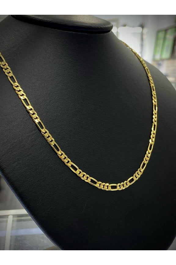14K Gold Filled Figaro Link Chain Necklace 4mm 24" Mens Thick Jewelry Gifts