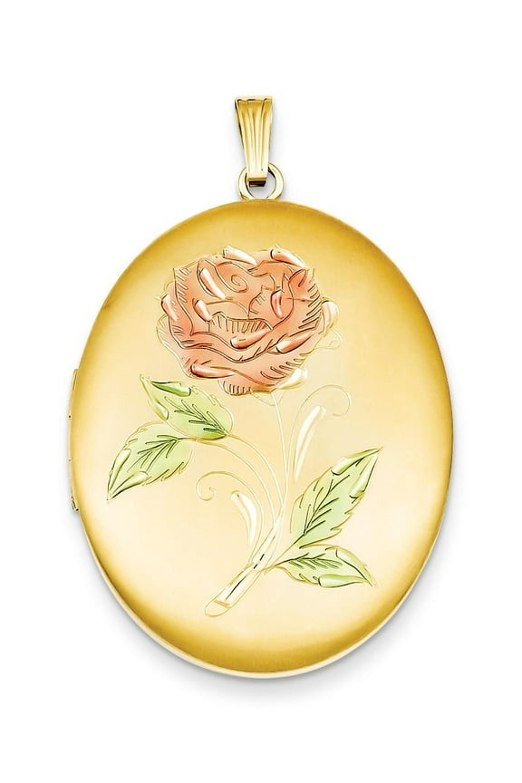 14K Gold Filled Flower Oval Locket 39mm