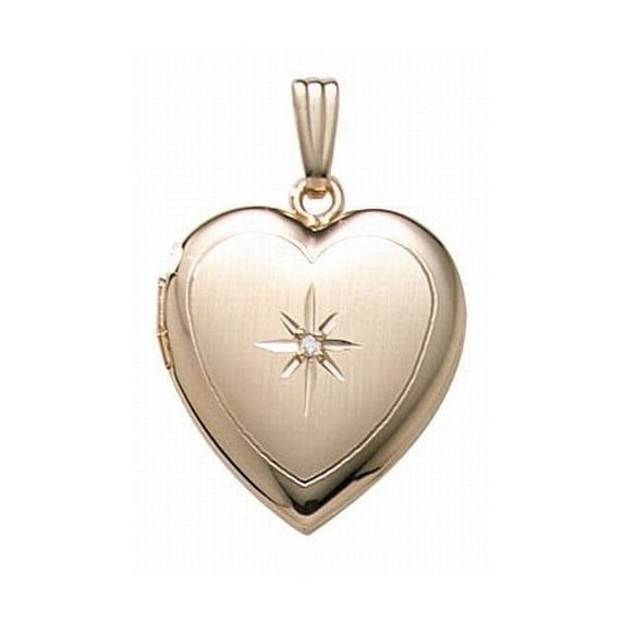 14K Gold Filled General Diamond Heart Locket - 3/4 Inch X 3/4 Inch