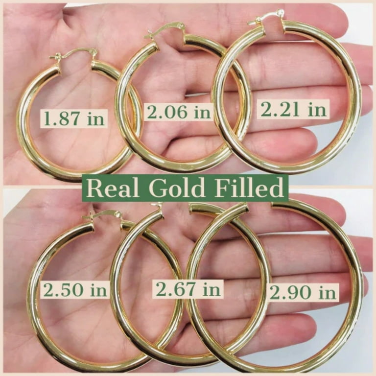 14K Gold Filled Hoop Earrings, Gold Hoops Earrings for Womens / Ladies  Girls Womens Earrings / Aretes Argollas en Oro Laminado Para Mujer