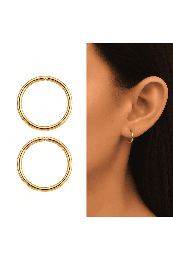 4mm 22 Gauge 14K Gold Filled Hoop Earrings Nose Septum Helix Tragus Cartilage Ear Piercing Jewelry 1 Pair