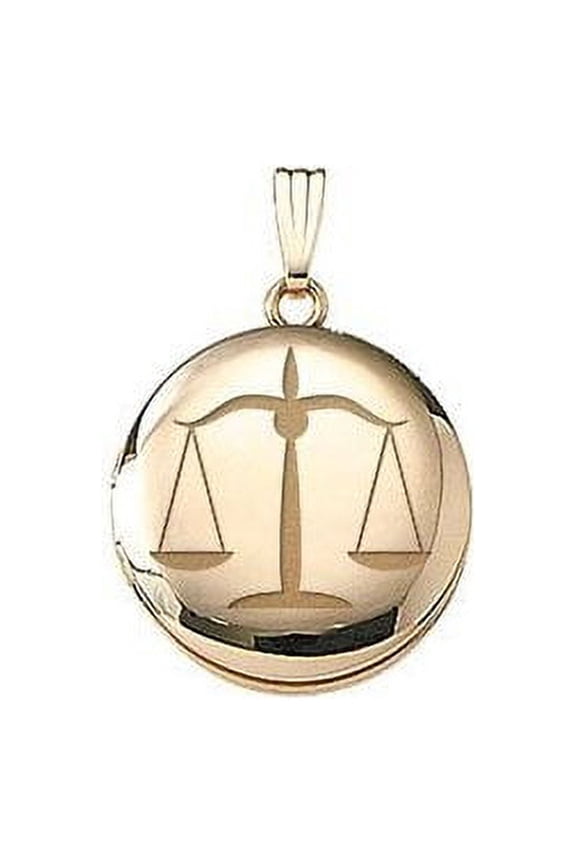 14K Gold Filled "Scales of Justice" Round Locket - 3/4 Inch X 3/4 Inch