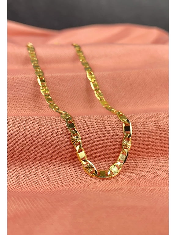 14K Gold Filled Valentino Link Chain Necklace 18" for Womens