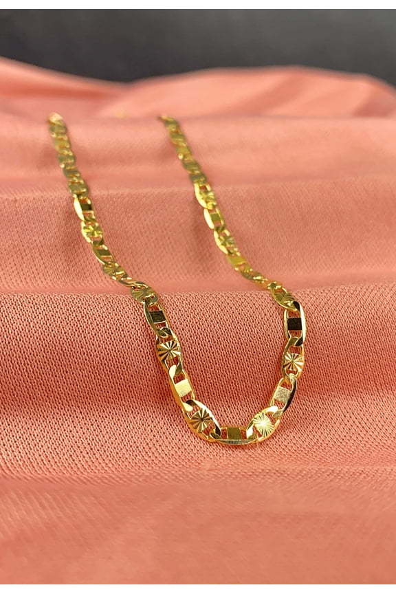 14K Gold Filled Valentino Link Chain Necklace 18" for Womens