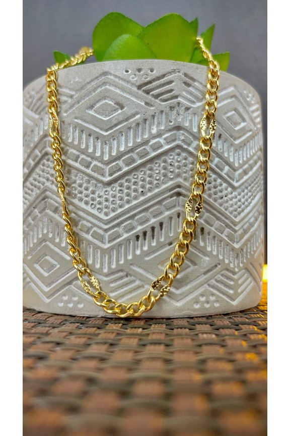 14K Gold Filled Womens Curb Link Bracelet Diamond Cut 7.5" Elegant Casual