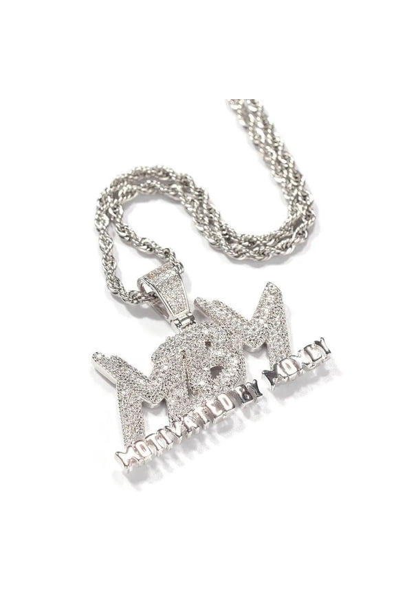14K Gold Finish Simulated Diamond Custom Iced Out Bling Motivated By Money Rapper Charm Pendant Necklace, Birthday Gift, Gift For Him