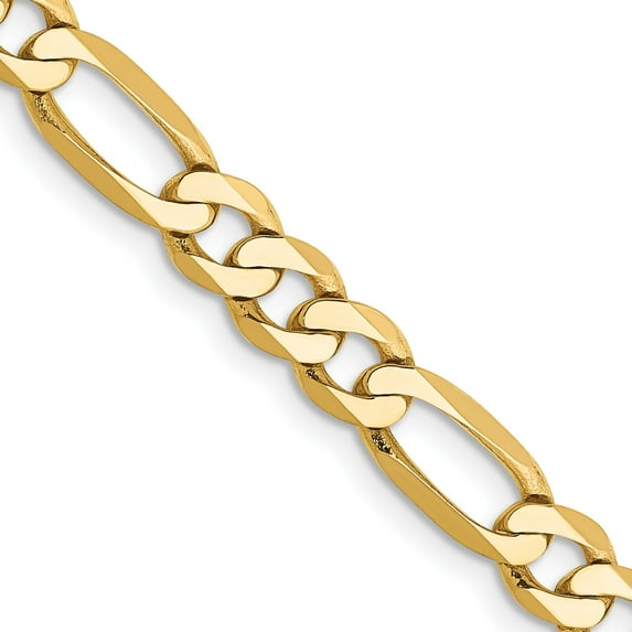 14K Gold Flat Figaro Chain Bracelet 8"