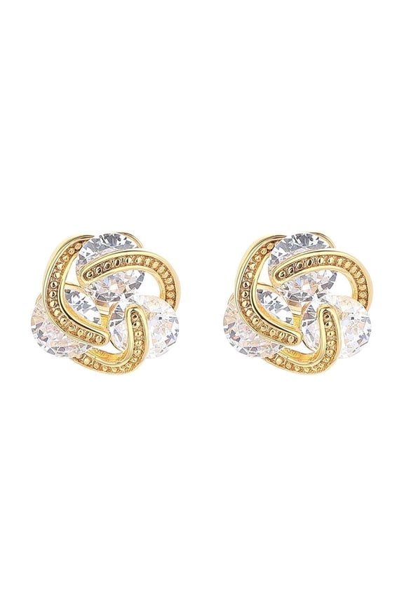 Floating 14 K Gold over Sterling Silver Stone Caged Crystal Earring