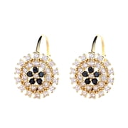Amy and Annette 14K Gold Flower Huggie Earrings with Simulated Diamonds, Gold-Plated