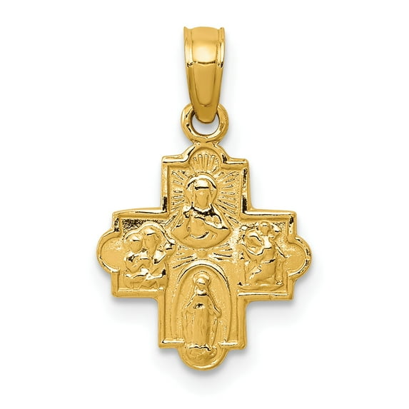 14K Gold Four Way Medal Charm Cruciform Cross