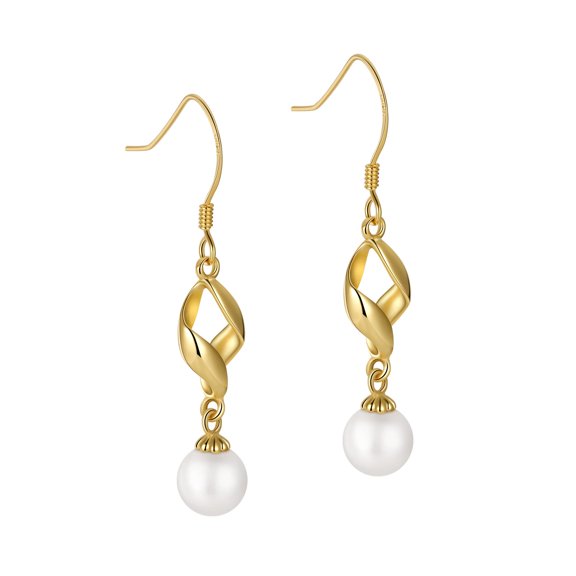 14K Gold Freshwater Cultured Pearl Drop Earrings for Women,Dainty Tassel Dangle Earrings in Yellow Gold White Gold,Gift for Her