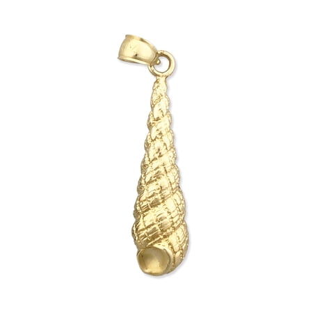 14K Gold Gastropod Auger Mollusk Shell Pendant