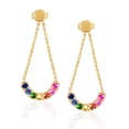 thumbnail image 1 of 14K Gold Gemstone Multicolor Rainbow Dangling Fashion Earrings for Women, 1 of 7