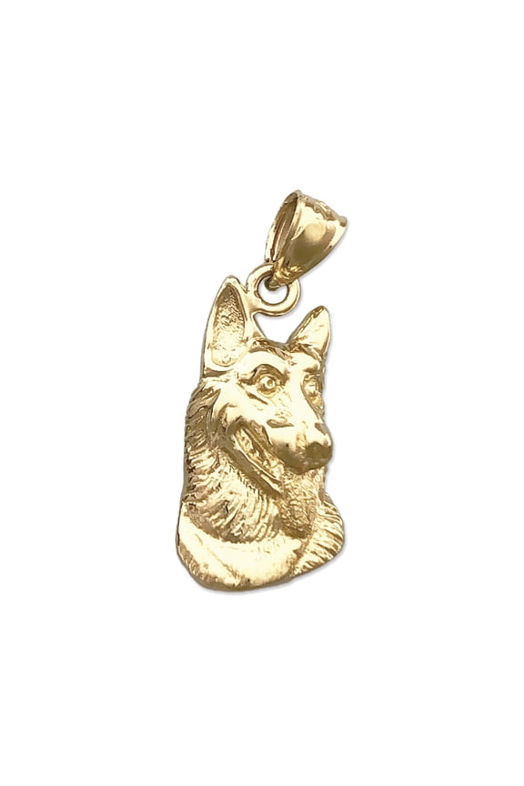 14K Gold German Shepherd Face Charm