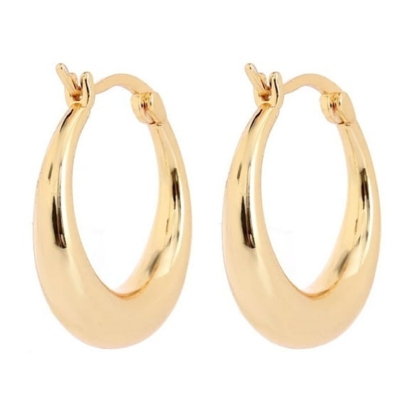 Amy and Annette 14K Gold Graduated Hoop Huggie Earring in 14K Yellow Gold Plated