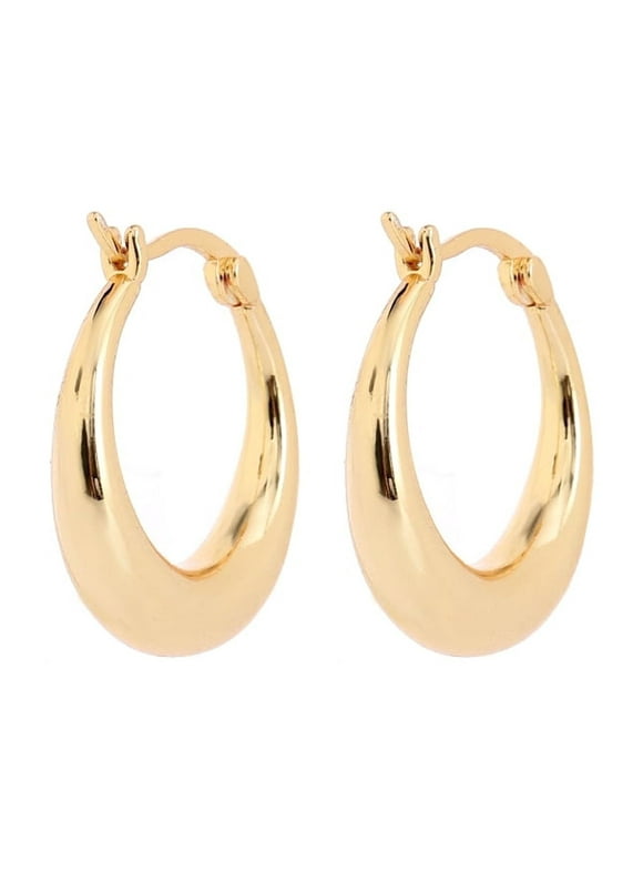 14K Gold Graduated Hoop Huggie Earring in 14K Yellow Gold Plated
