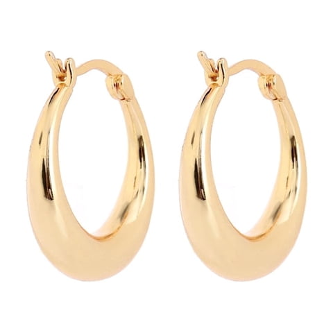 14K Gold Graduated Hoop Huggie Earring in 14K Yellow Gold Plated