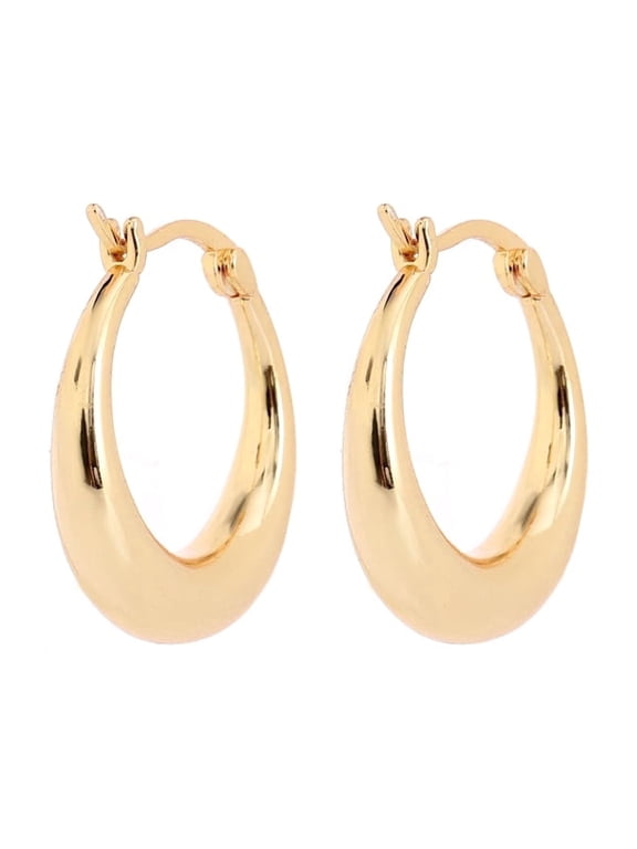 Amy and Annette 14K Gold Graduated Hoop Huggie Earring in 14K Yellow Gold Plated