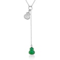 thumbnail image 1 of 14K Gold Green and White Gourd Jade Pendant, Lucky and Prosperous Necklace, Charming Jewelry Gift for Her, 1 of 4