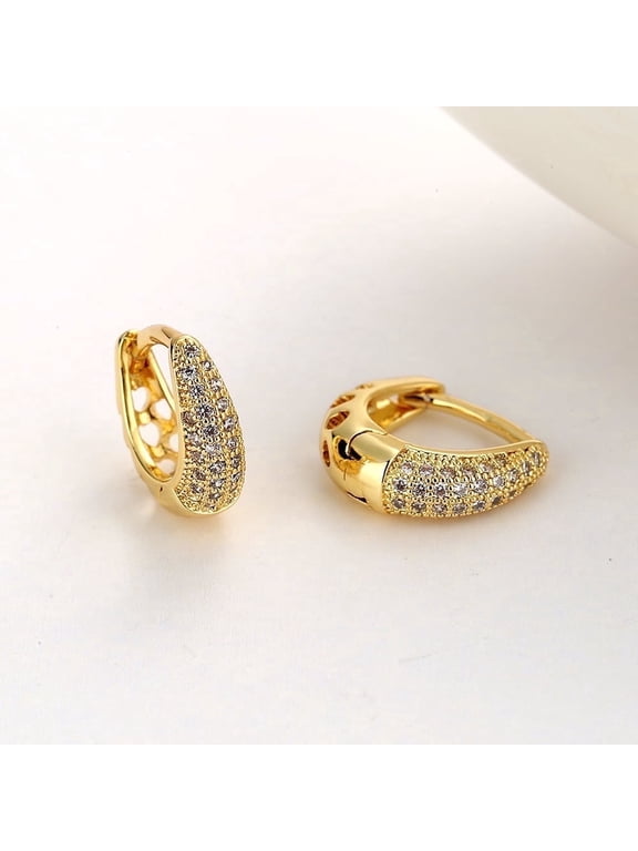 Amy and Annette 14K Gold Plated Filigree Huggie with crystals