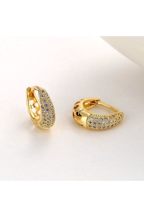 14K Gold Plated Filigree Huggie with crystals