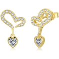 thumbnail image 1 of 14K Gold Heart Shaped Moissanite Dangle Stud Earrings for Women, Unforgettable Gift for Her - Celebrate Love, 1 of 5