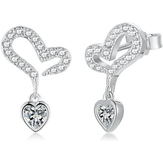 14K Gold Heart Shaped Moissanite Dangle Stud Earrings for Women, Unforgettable Gift for Her - Celebrate Love