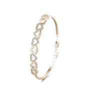 Amy and Annette 14K Gold Hearts Bangle Adjustable Bracelet with simulated Diamonds in 14K Yellow Gold Plated
