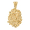 thumbnail image 1 of 14K Gold Heavy Plated Chunkly Nugget Cut Medallion Charm Pendant + 24" 4mm Curb Chain Necklace Set, 1 of 7