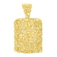 thumbnail image 1 of 14K Gold Heavy Plated Chunky Nugget Textured Rectangular Pendant + 30" 2mm Rope Chain Necklace Set, 1 of 7