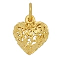 thumbnail image 1 of 14K Gold Heavy Plated Ornate Filigree Rounded Heart Shaped Pendant + 30 inch 2.2mm Curb Chain Necklace Set, 1 of 7