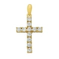 thumbnail image 1 of 14K Gold Heavy Plated Small Cross Pendant of Round Brilliant Cut CZs + 30 inch 2.2mm Curb Chain Necklace Set, 1 of 7