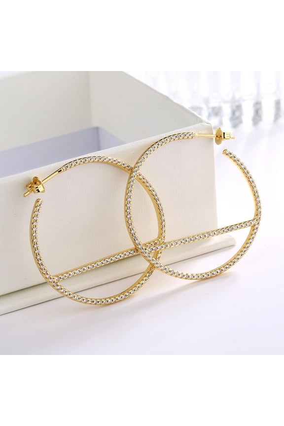 14K Gold Plated Hoop over Sterling Silver earrings with posts and crystals from Swarovski