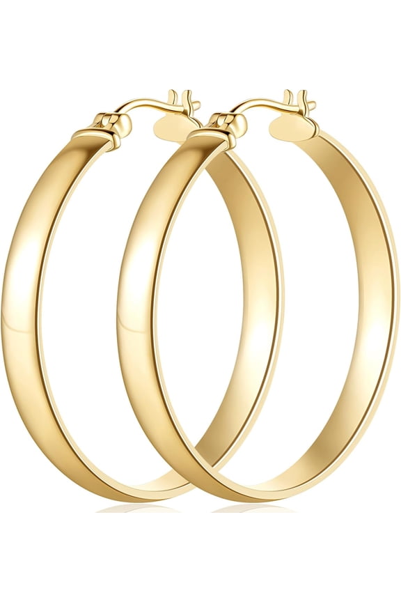14K Gold Hoop Earrings for Women 14k Thick Gold Hoop Earrings Women's Earrings 14k Gold Jewelry Birthday Graduation Gifts Anniversary Christmas Gifts for Her Women