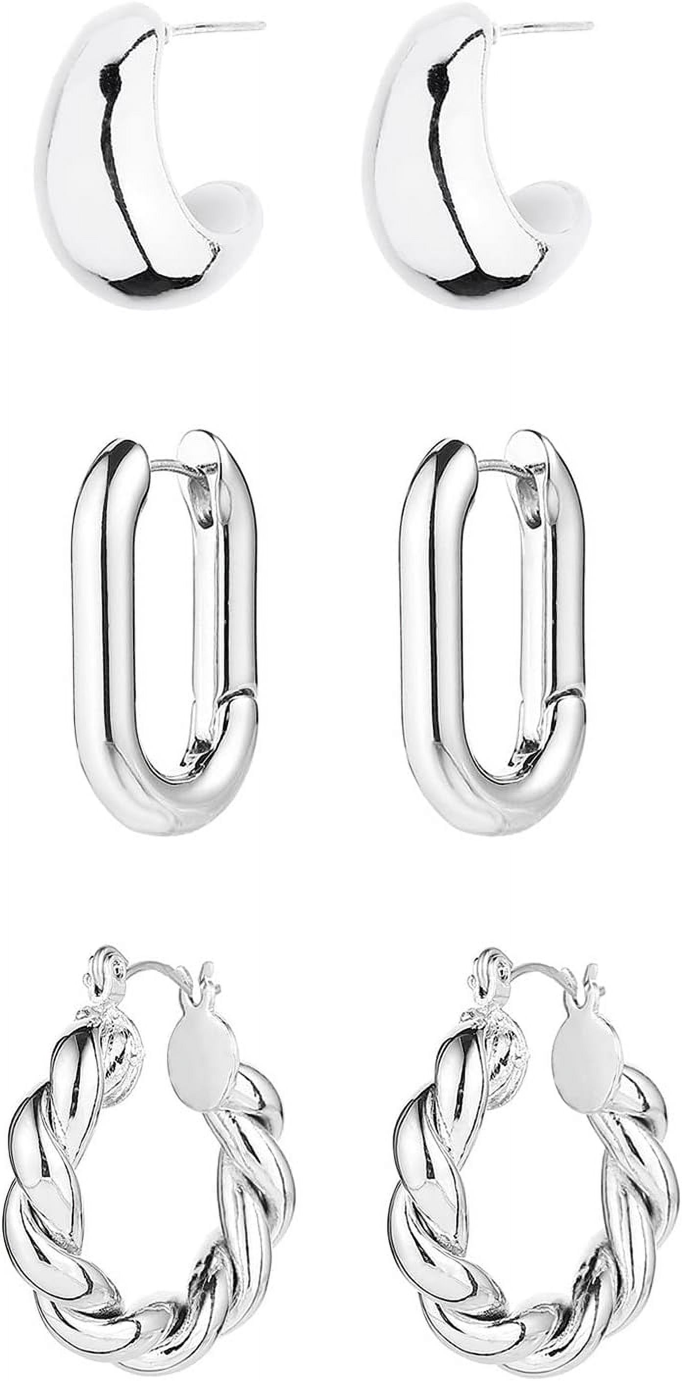 UMEHOME 14K Gold Hoop Earrings For Women, Hypoallergenic Chunky Gold Hoop Earrings Multipack, Lightweight Twisted Huggie Hoops Earring Set Jewelry For Gifts[Z1]