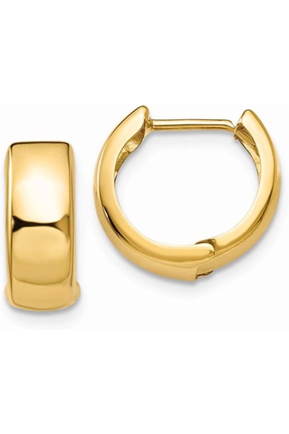 14K Gold Huggie Hoop Earrings (5mm Wide Huggie), Real 14k Gold Hoops