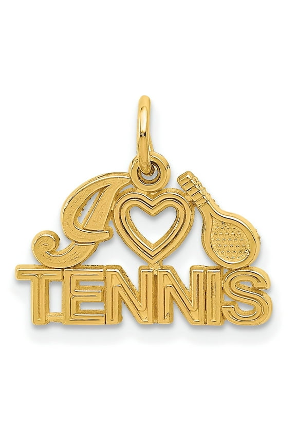 14K Gold I Love Tennis Charm Jewelry FindingKing