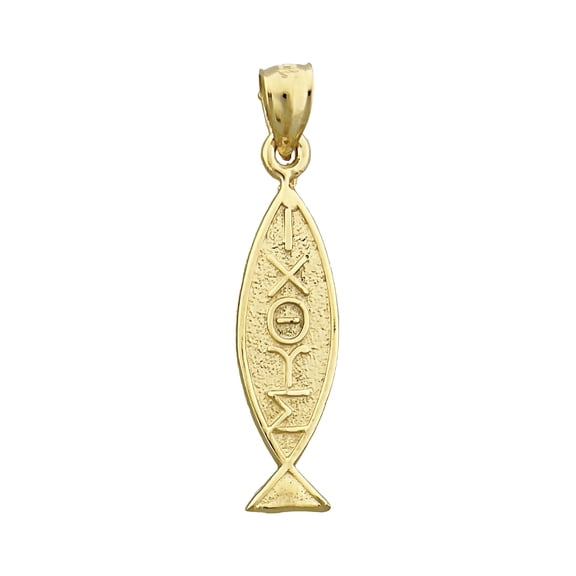 14K Gold Iota Chi Theta Upsilon Sigma Fish Pendant