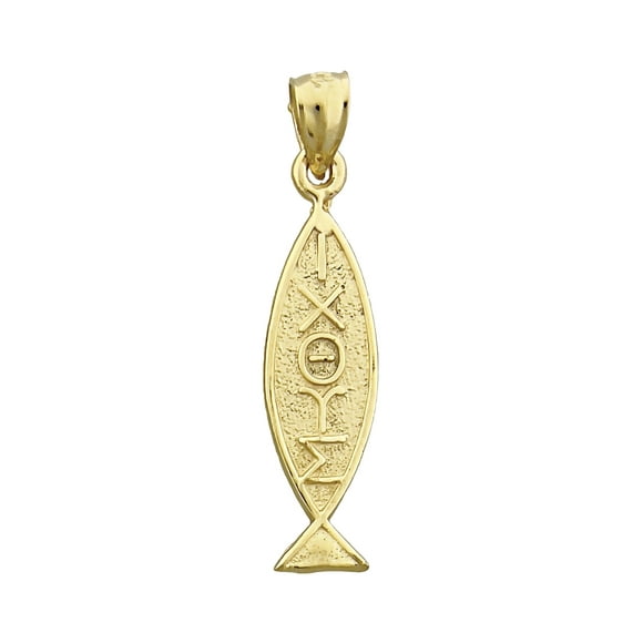 14K Gold Iota Chi Theta Upsilon Sigma Fish Pendant